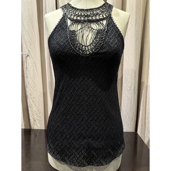 Vintage Stock Ann Ferriday Grunge Goth Avant Garde Lace Top M - Picture 1 of 4